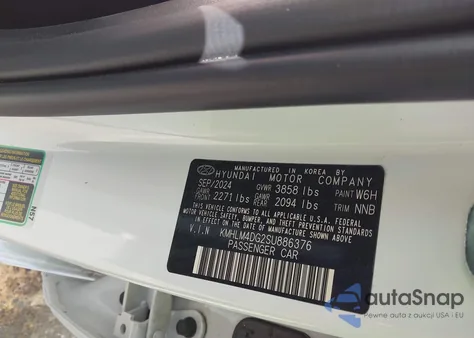 2025 Hyundai Elantra Sel Sport z USA, uszkodzony, nr VIN KMHLM4DG2SU886376